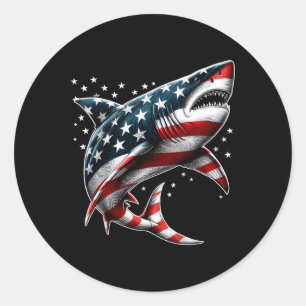 Hai Amerikanische Flagge USA 4. Juli Funny Boys Gi Runder Aufkleber