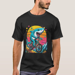 Hai auf einem Fahrrad fährt Mountainbike Lustiger T-Shirt