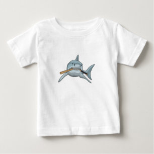 Hai bei Baseball mit Baseballschläger Baby T-shirt