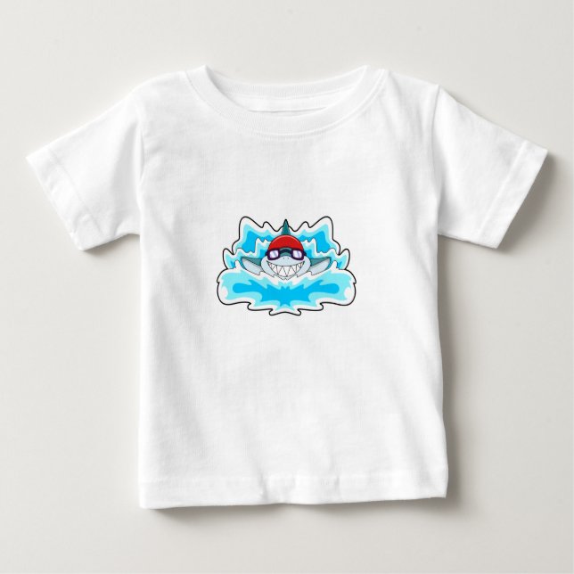Hai beim Baden mit Schwimmbrille Baby T-shirt (Vorderseite)