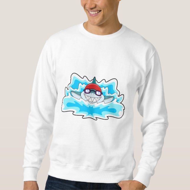 Hai beim Baden mit Schwimmbrille Sweatshirt (Vorderseite)