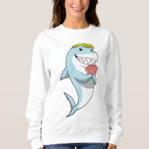 Hai beim Poker mit Poker Karten Sweatshirt
