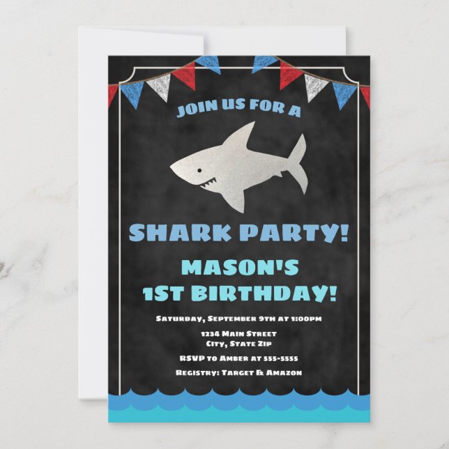 Hai Birthday Einladung Baby Shark (Vorderseite)