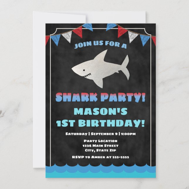 Hai Birthday Einladung Baby Shark (Vorderseite)