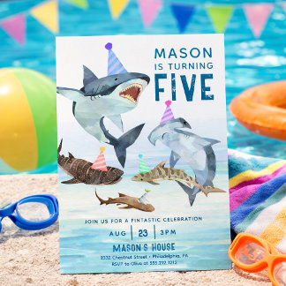 Hai Birthday Einladung Pool Party Kindergeburtstag