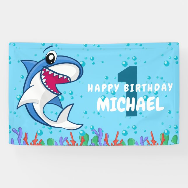 Hai Birthday First Bday Ocean Kinder Banner (Horizontal)