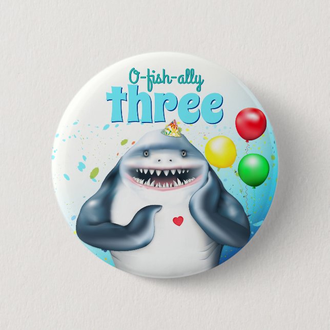 Hai Birthday Kids Party Button (Vorderseite)