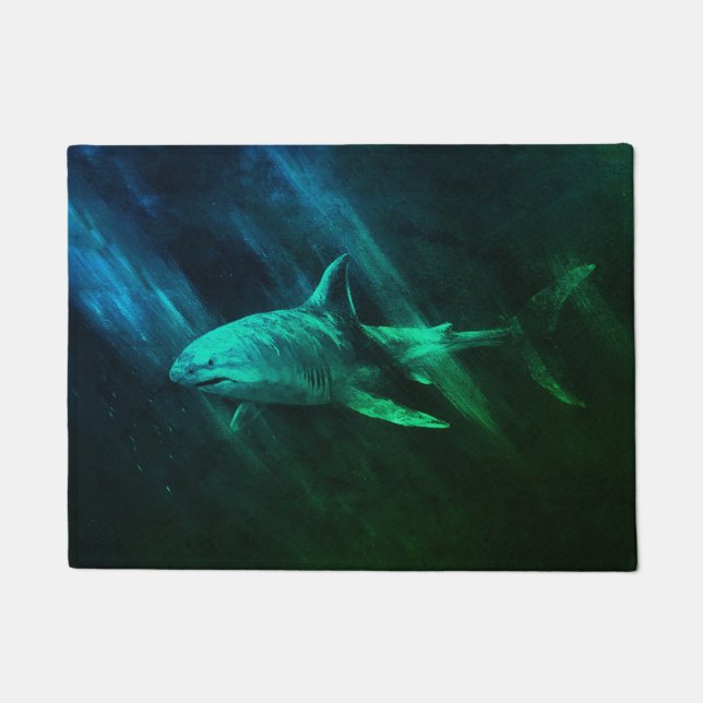 Hai Blau Grün 18 x 24 Fußmatte (Vorderseite)
