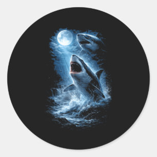 Hai, der zum Mond heult Meme 90er Tiergrafik  Runder Aufkleber