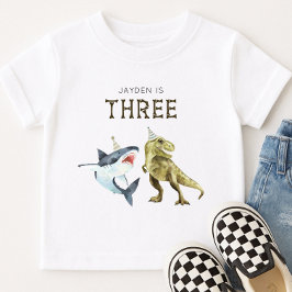 Hai & Dino 3. Geburtstag Shirt, T-rex Haifisch Par T-Shirt