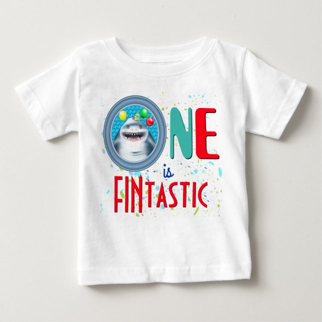 Hai Fintastic Erster Geburtstag Baby T-shirt (Vorderseite)