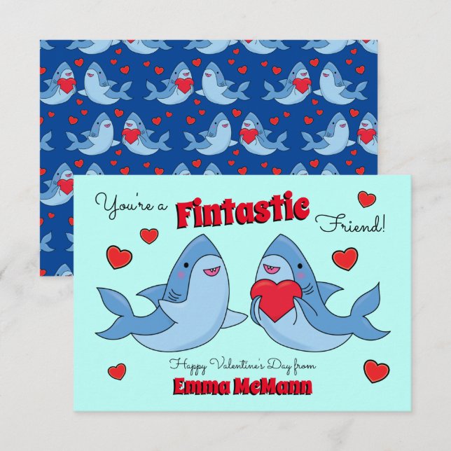 Hai Freundschaft Kinder Klassenraum Valentine Kart Dankeskarte (Vorne/Hinten)