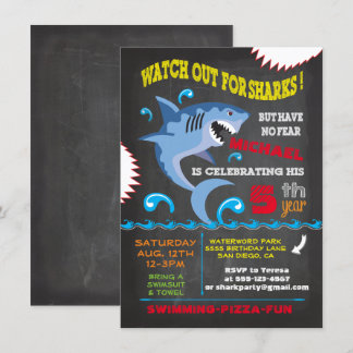 Hai Geburtstag Schwimmen Party Einladungen