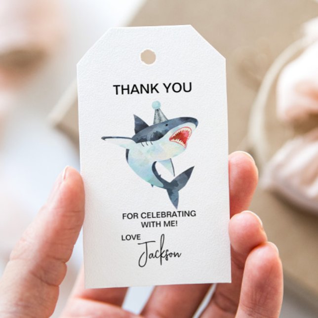 Hai GeburtstagsgeschenkTags, Liebesmarken Geschenkanhänger (Shark thank you tag)