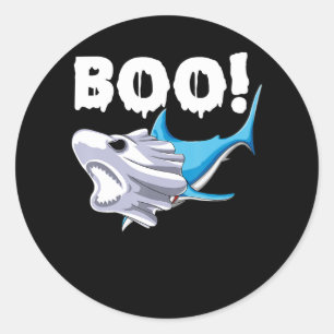 Hai Halloween Boo Ghost Shark Geschenk Männer Runder Aufkleber