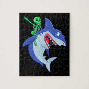 Hai Halloween Skeleton Riding Haie Lover Funny Puzzle