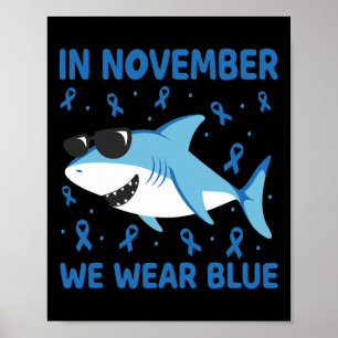 Hai im November tragen wir blauen Diabetes Kinder Poster