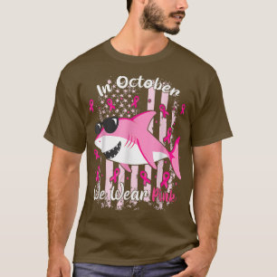 Hai im Oktober wir tragen rosa Brustkrebs Kinder B T-Shirt