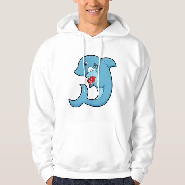 Hai im Poker mit Poker-Karten Hoodie (Vorderseite)