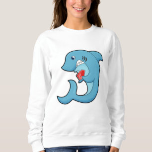 Hai im Poker mit Poker-Karten Sweatshirt