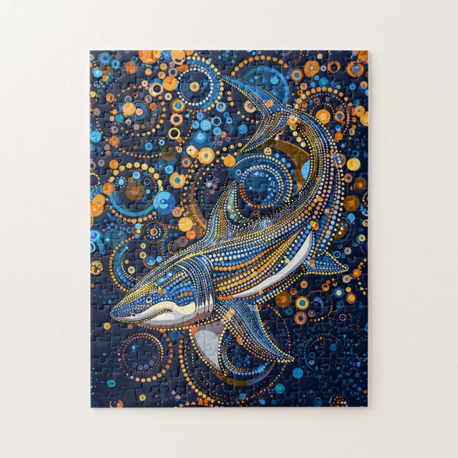 Hai im Stil der Aborigine Dot Art Puzzle (Vertikal)