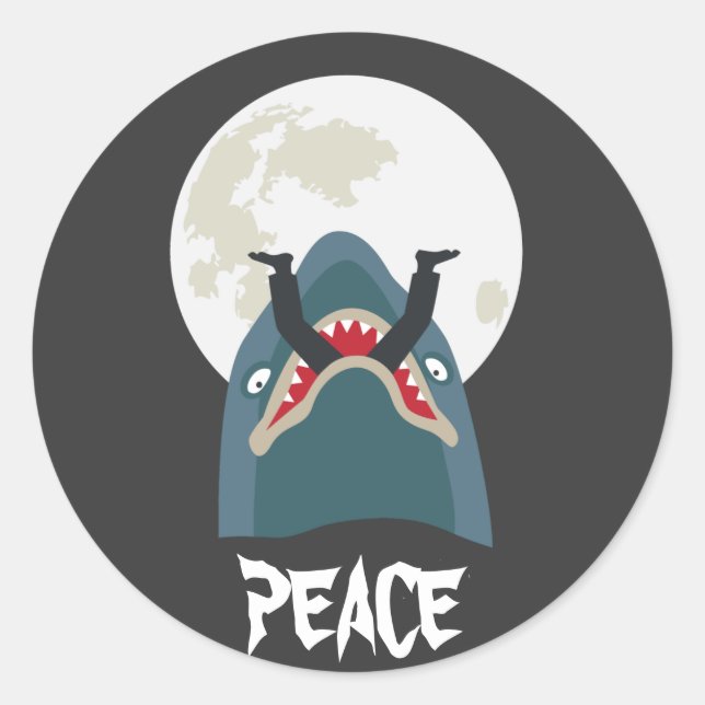 Hai in der Mondnacht Runder Aufkleber (Vorderseite)