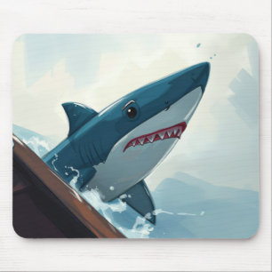 Hai in der Nähe des Bootes Mousepad
