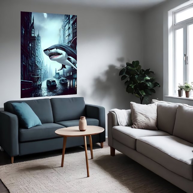 Hai in der Stadt | AI Art Poster (Von Creator hochgeladen)