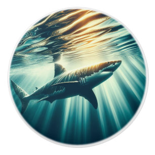 Hai in der Tiefsee und Sonnenlicht Keramikknauf