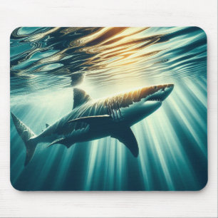 Hai in der Tiefsee und Sonnenlicht Mousepad