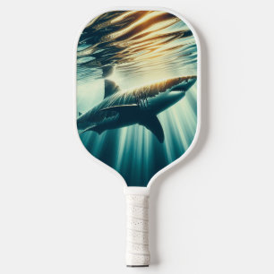 Hai in der Tiefsee und Sonnenlicht Pickleball Schläger