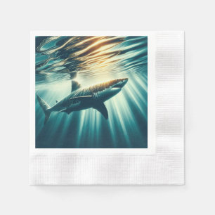 Hai in der Tiefsee und Sonnenlicht Serviette