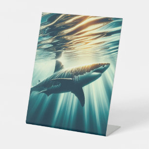 Hai in der Tiefsee und Sonnenlicht Sockelschild