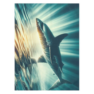 Hai in der Tiefsee und Sonnenlicht Tischdecke
