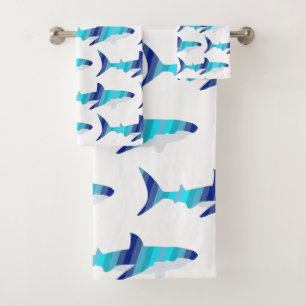Hai in Schatten von blauem Handtuch Badhandtuch Set
