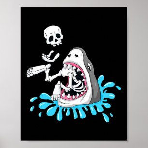 Hai isst Skeleton Spaß Halloween Jungs Mädchen Kin Poster