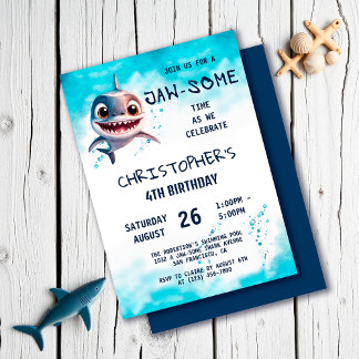 Hai Jawsome Under Sea Birthday Party Einladung