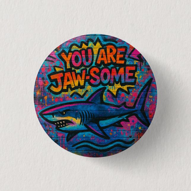 Hai-Kiefer Graffiti Button (Vorderseite)