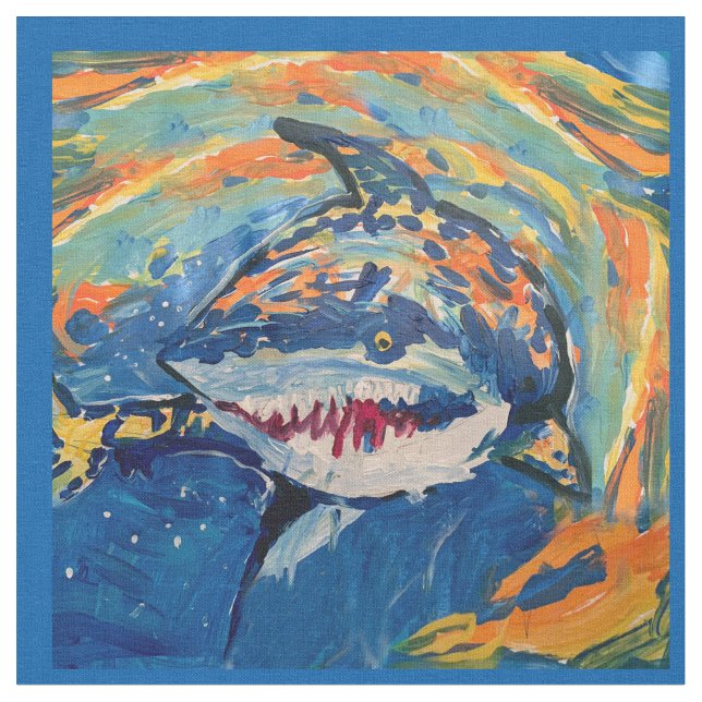 Hai "Kunst von Kindern" Stoff (Nahaufnahme)