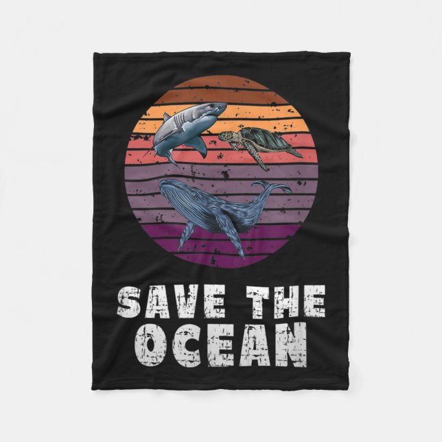 Hai, Meeresschildkröte, Wal, Umweltschutz Fleecedecke (Vorderseite)
