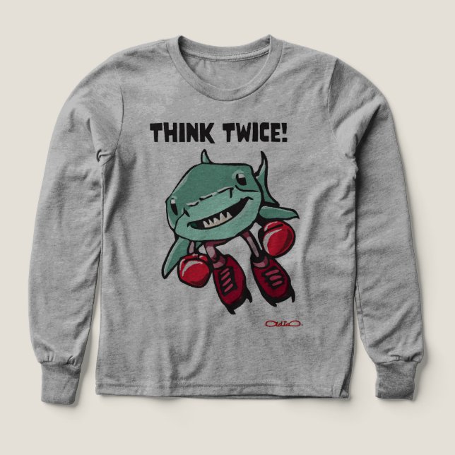 Hai mit Boxhandschuhen Langarm-T-Shirt (Design Vorderseite)