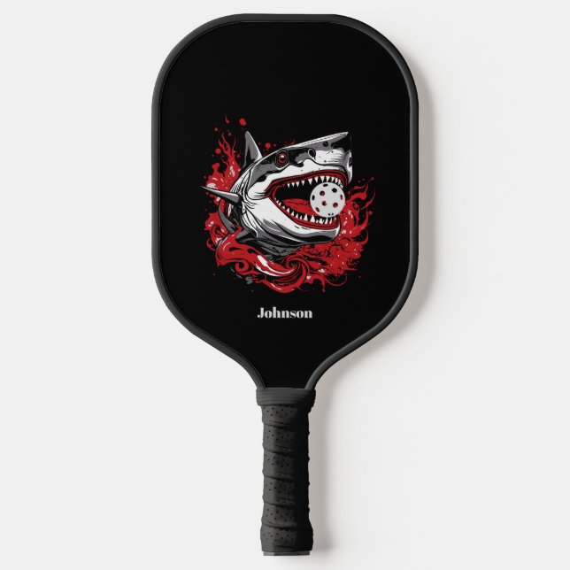 Hai mit einem Pickleball-Ball-Monogramm-Pickleball Pickleball Schläger (Vorderseite)