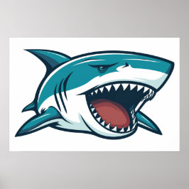 Hai mit offenem Mund Kleiner Poster