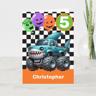 Hai Monster Truck 5. Geburtstag Halloween Karte