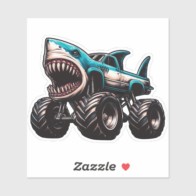 Hai-Monstertruck  Aufkleber (Blatt)