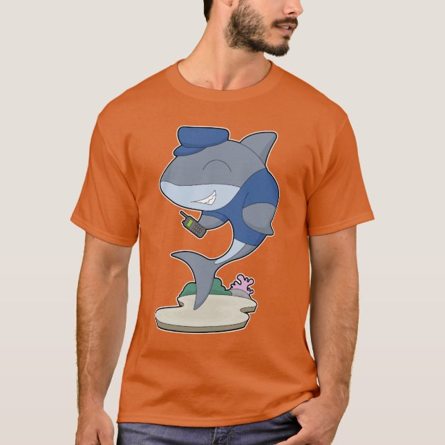 Hai-Polizist-Mikrofon-Polizei T-Shirt (Vorderseite)