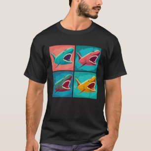 Hai-Pop- Illustration Buntes Tier Frauen Männer   T-Shirt