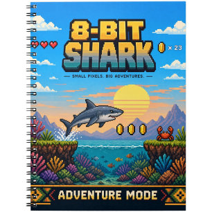 Hai, Retro-8-Bit-Pixel-Art Notizblock
