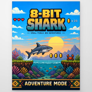 Hai, Retro-8-Bit-Pixel-Art Postkarte