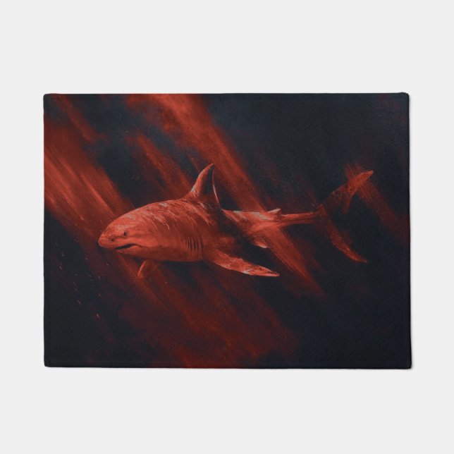 Hai Rot 18 x 24 Fußmatte (Vorderseite)